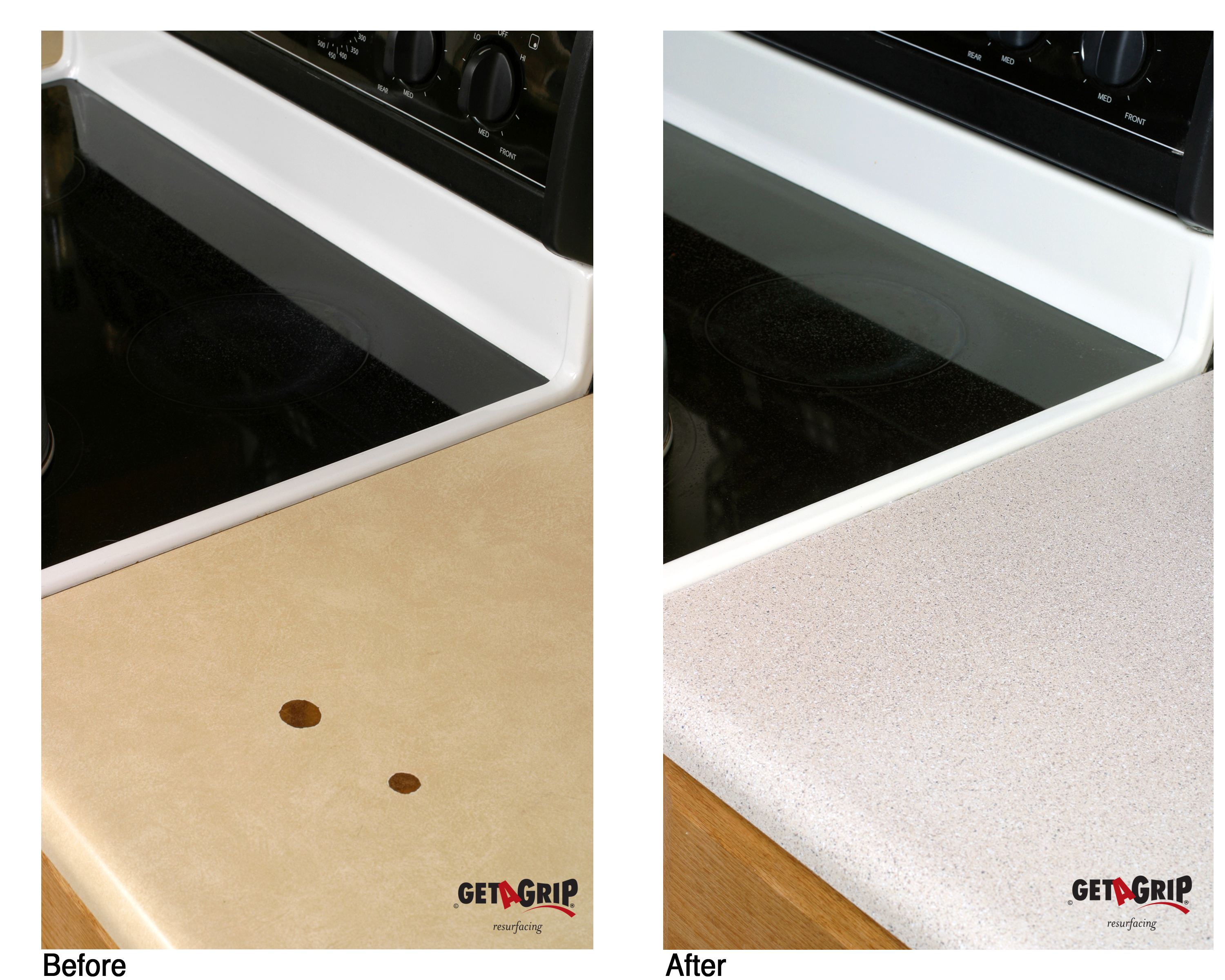 Countertop Burn Repair Close-up Before & After