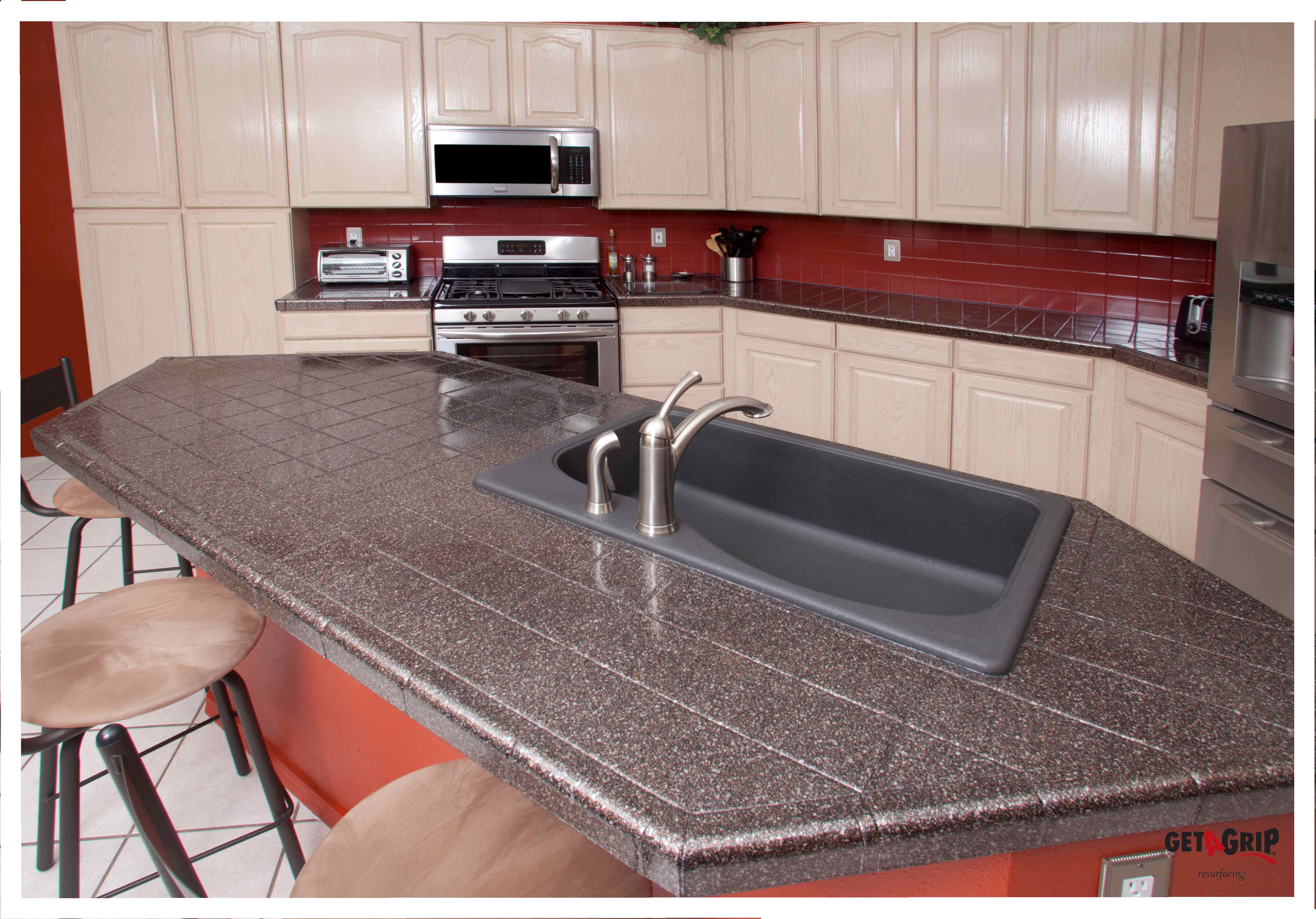 Kitchen Tile Counter Resurfacing - Metallic Finish